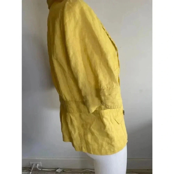 Women's‎ J.M. Collection 100% Linen Blazer Size 12 Yellow Spring Yellow 0067 - Picture 2 of 7